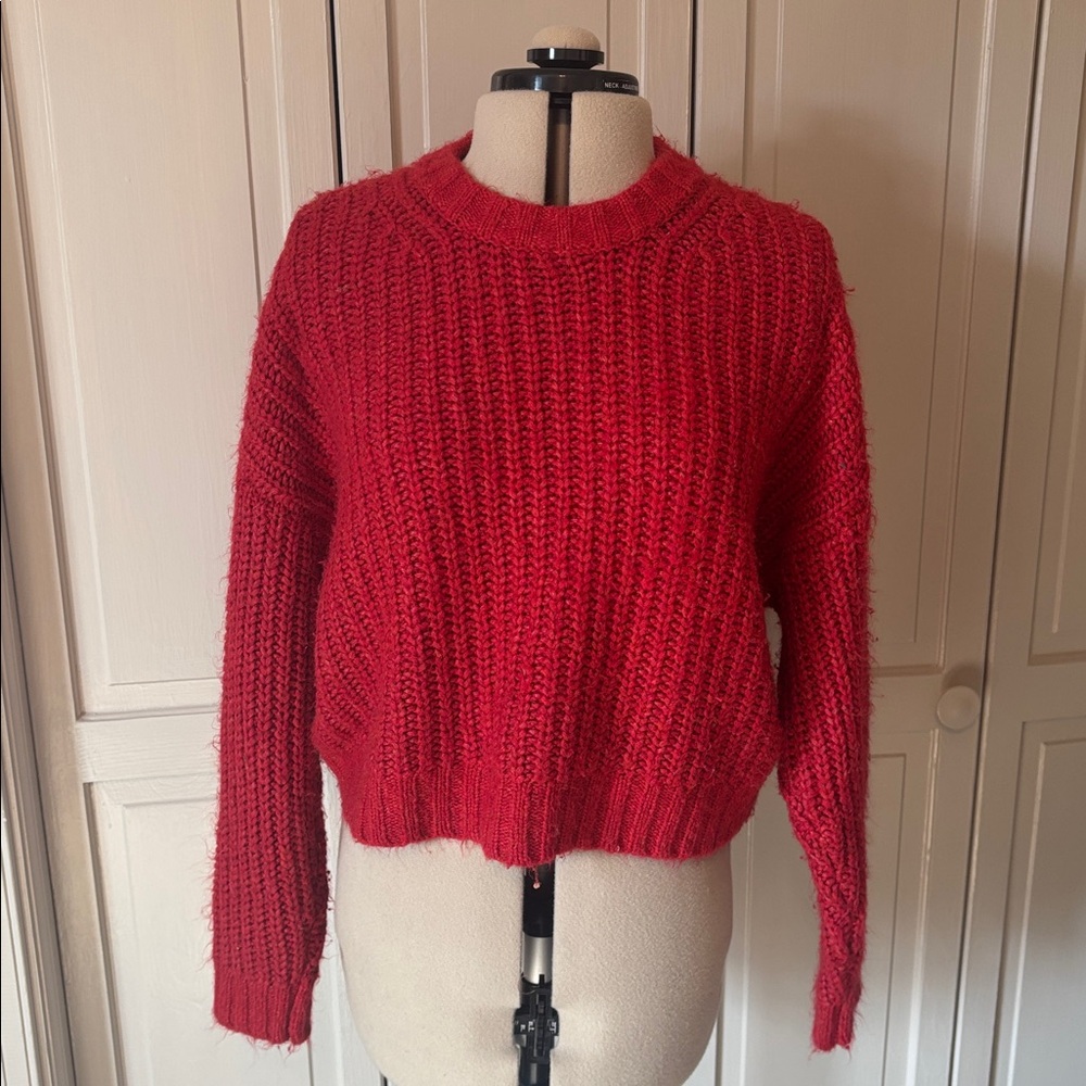 American Eagle Outfitters Vibrant Red Knit Sweater